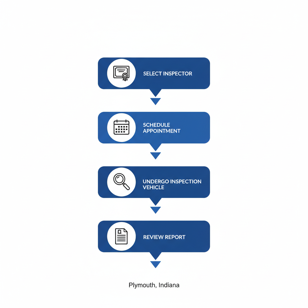 Vertical process flow diagram showing steps for trailer inspections in Plymouth, Indiana