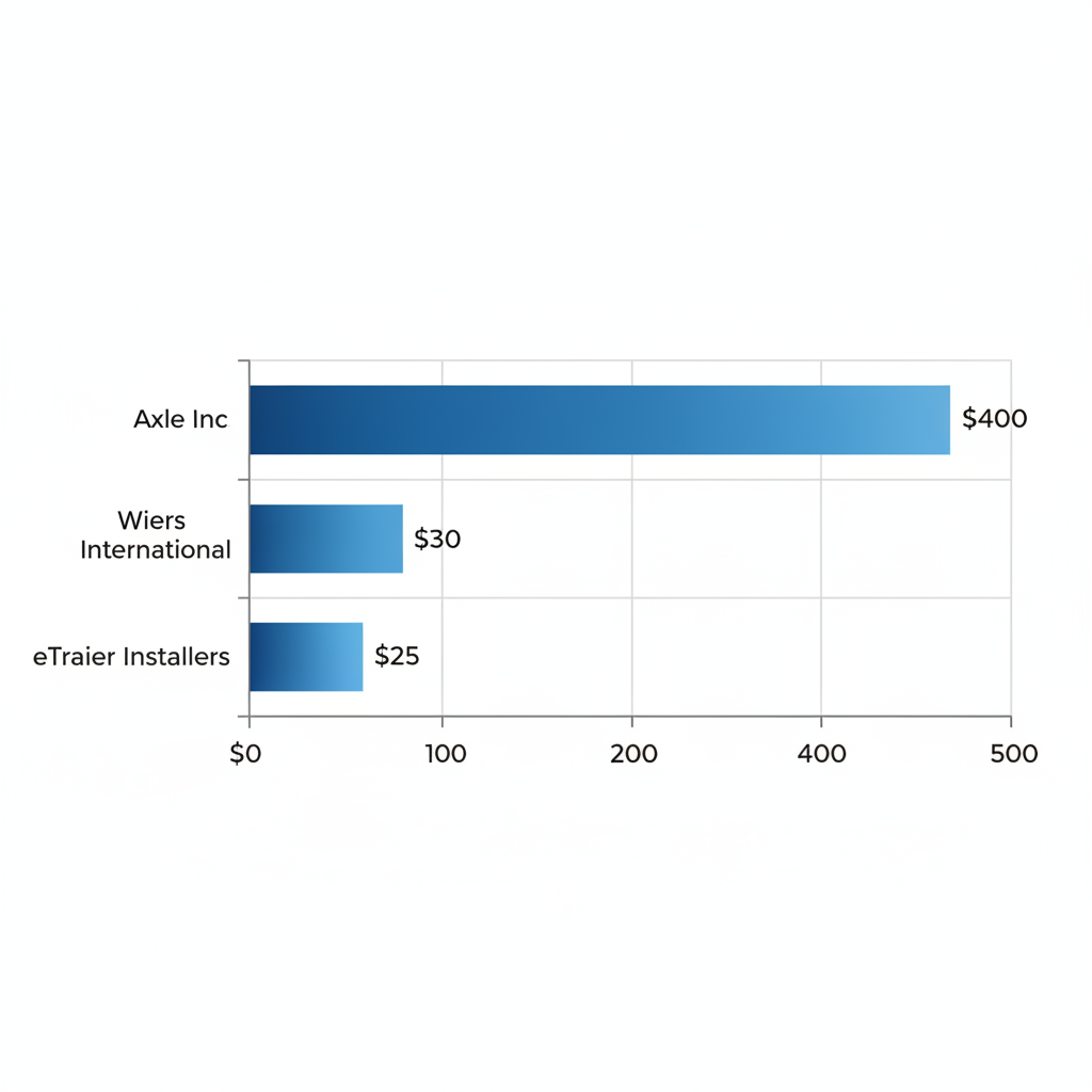 Horizontal bar chart comparing starting costs for trailer axle repairs among three providers in Plymouth, IN area