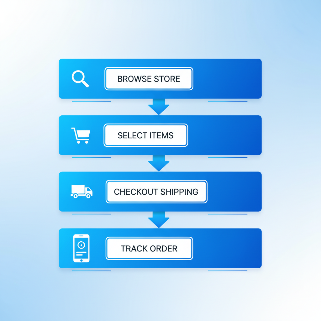 Process flow diagram illustrating the steps to order trailer parts online for delivery to Granger from Axle Inc.