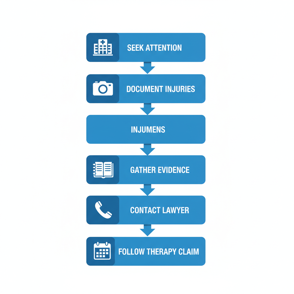 Vertical process flow diagram illustrating five key steps after a spinal cord injury