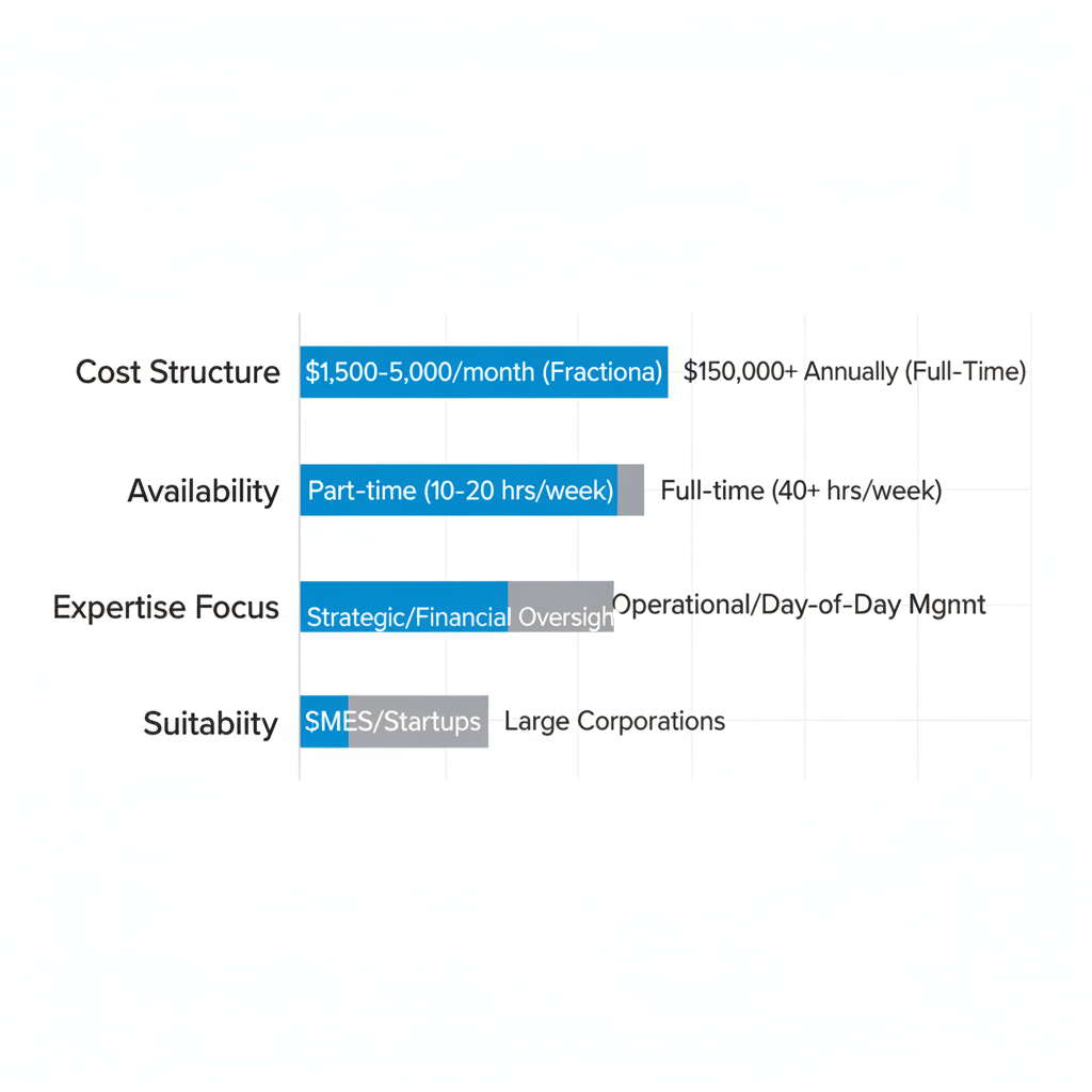 Horizontal bar chart comparing fractional and full-time CFO costs and benefits for Vancouver businesses