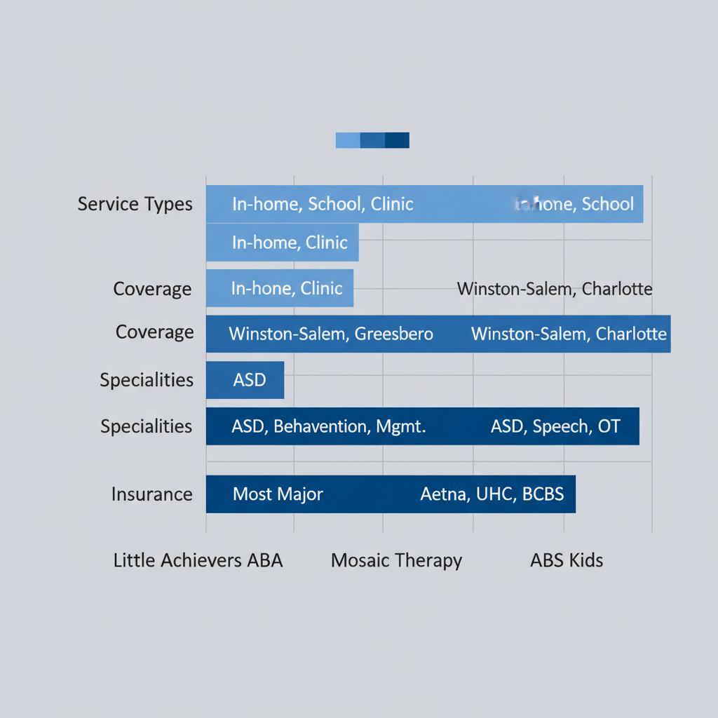 Horizontal bar chart comparing ABA therapy providers in Winston-Salem across service categories