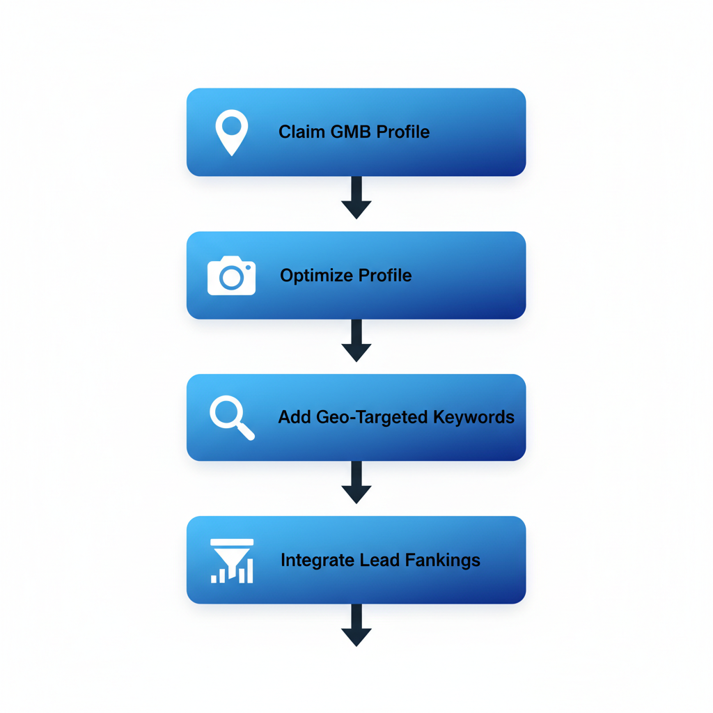 Vertical process flow diagram illustrating steps to master local SEO for catering businesses