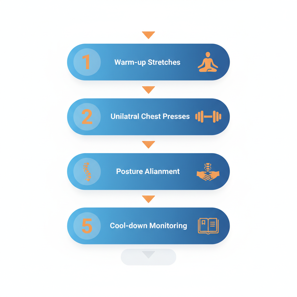 Vertical process flow diagram showing five steps for a natural breast balance weekly routine with icons and minimal labels.