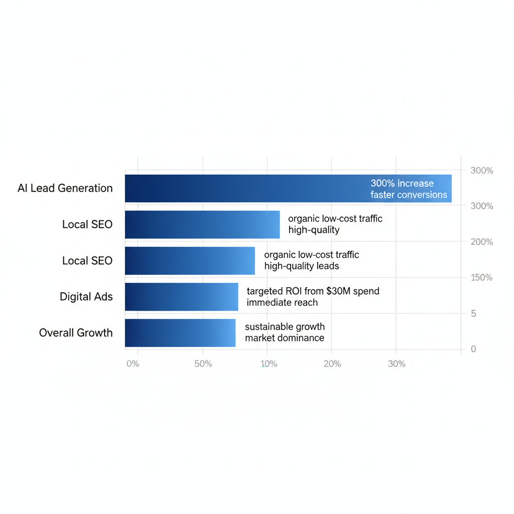 Horizontal bar chart comparing benefits of marketing tactics for home services agencies
