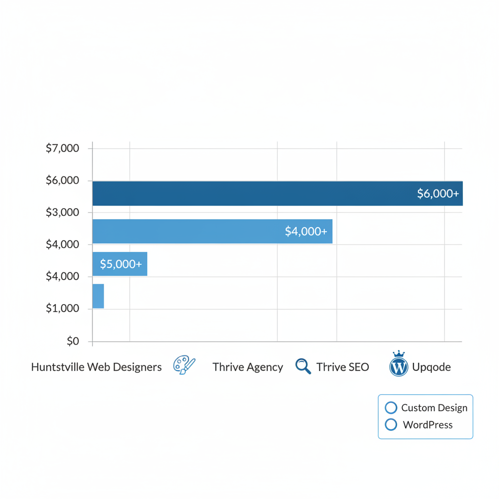Bar chart comparing starting prices of top Huntsville web design agencies with specialty icons