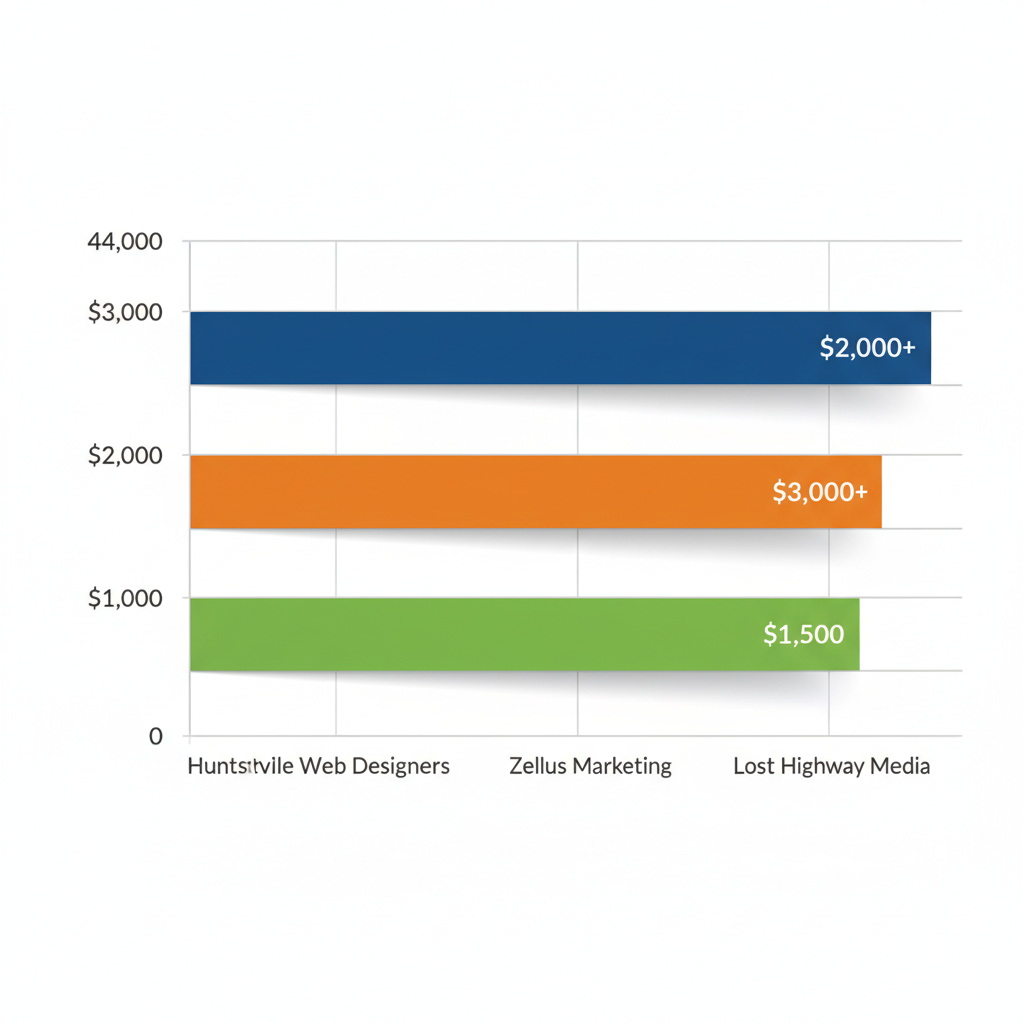 Horizontal bar chart comparing starting prices of web design providers in Madison, Alabama