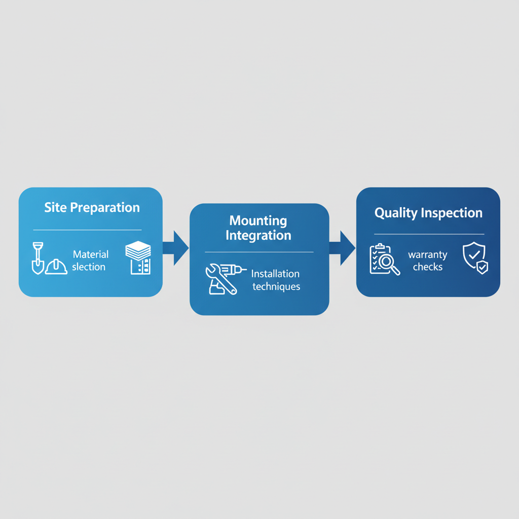 Horizontal process flow diagram illustrating the three stages of ACM fascia installation in Utah: preparation, installation, and quality checks.