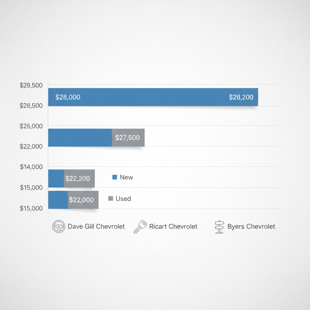Bar chart comparing new and used Chevy Equinox prices at Columbus dealerships