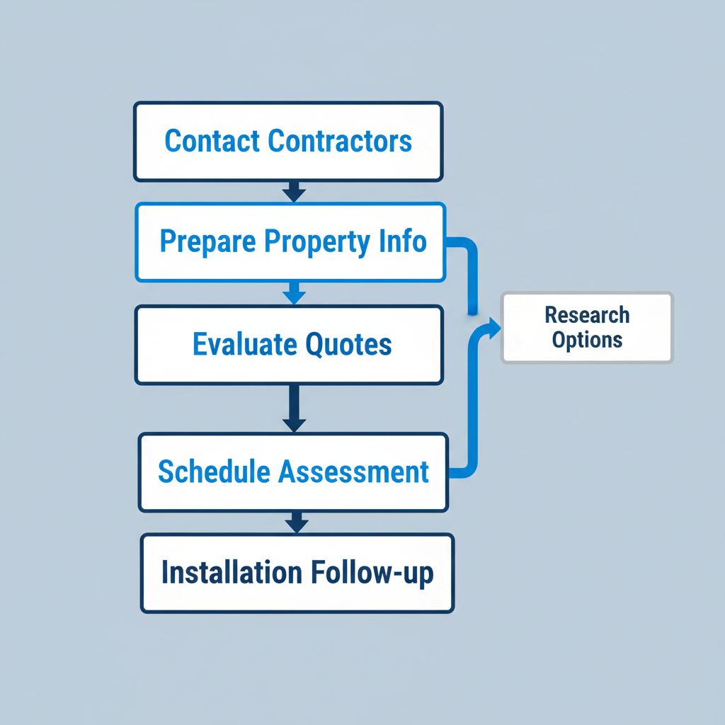 Vertical process flow diagram illustrating five key steps for obtaining gutters in Tavares