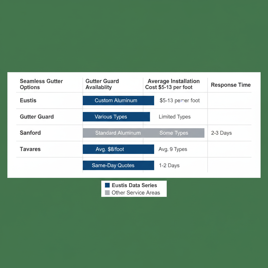 Horizontal bar chart comparing gutter services across Eustis, Sanford, and Tavares
