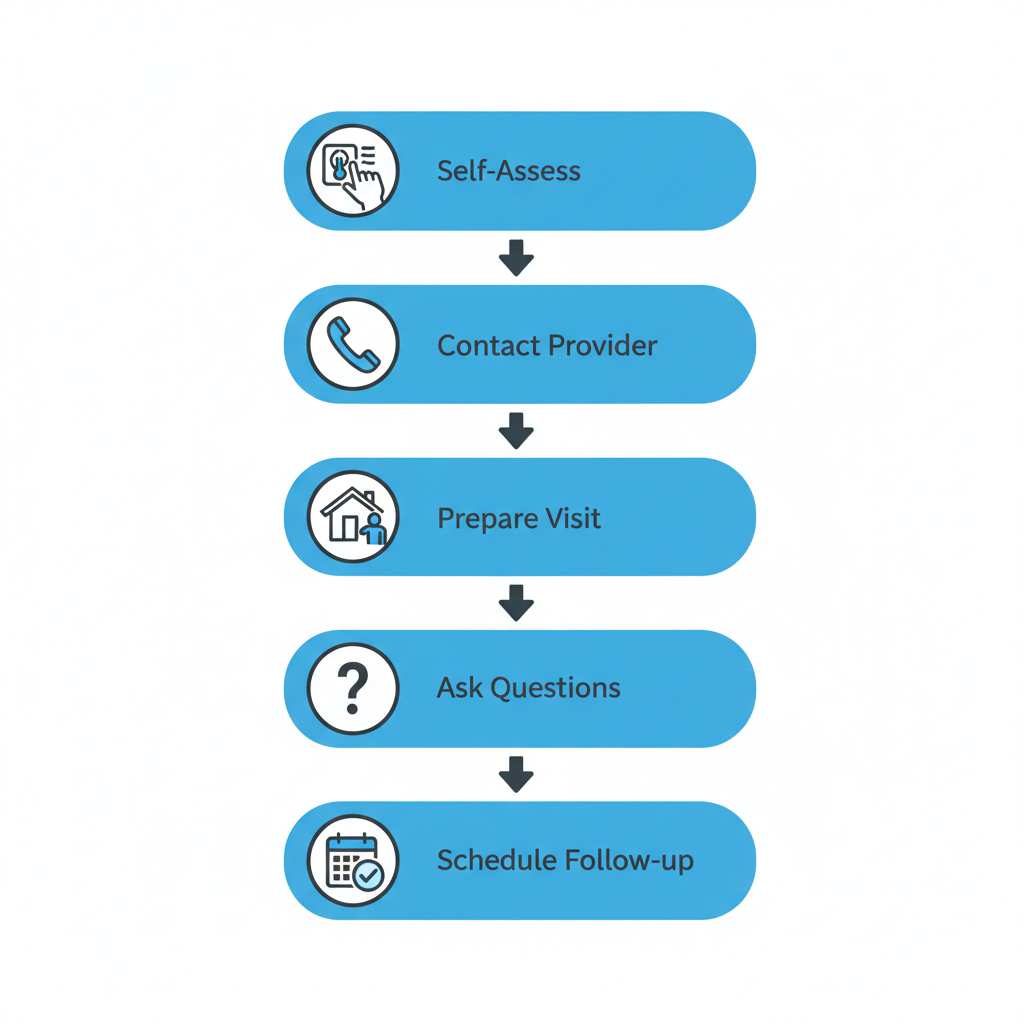 Vertical process flow diagram illustrating five steps to start AC repair service in Malibu