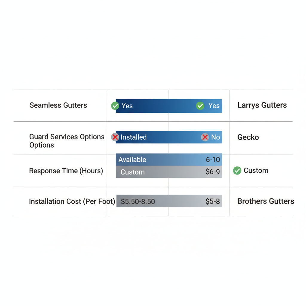 Bar chart comparing gutter services, response times, and installation costs for top providers in Tavares, Florida, highlighting Larry's Gutters advantages.