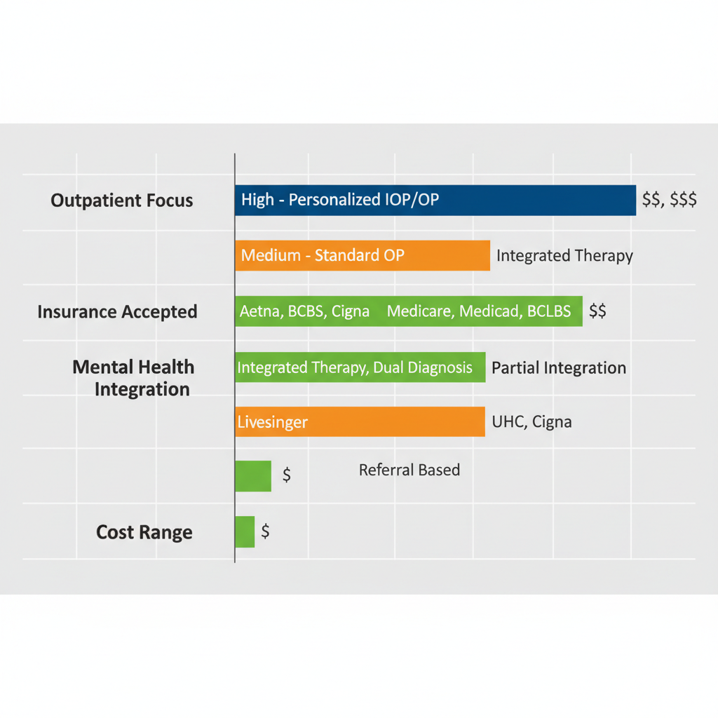 Bar chart comparing key features of addiction treatment centers in Easton, Pennsylvania