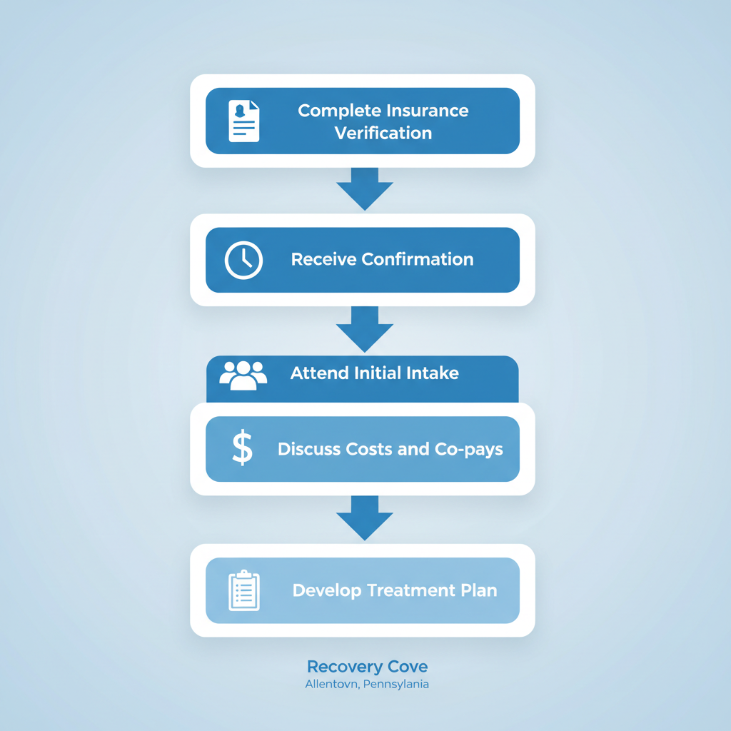 Vertical process flow diagram illustrating steps to start family therapy at Recovery Cove in Allentown