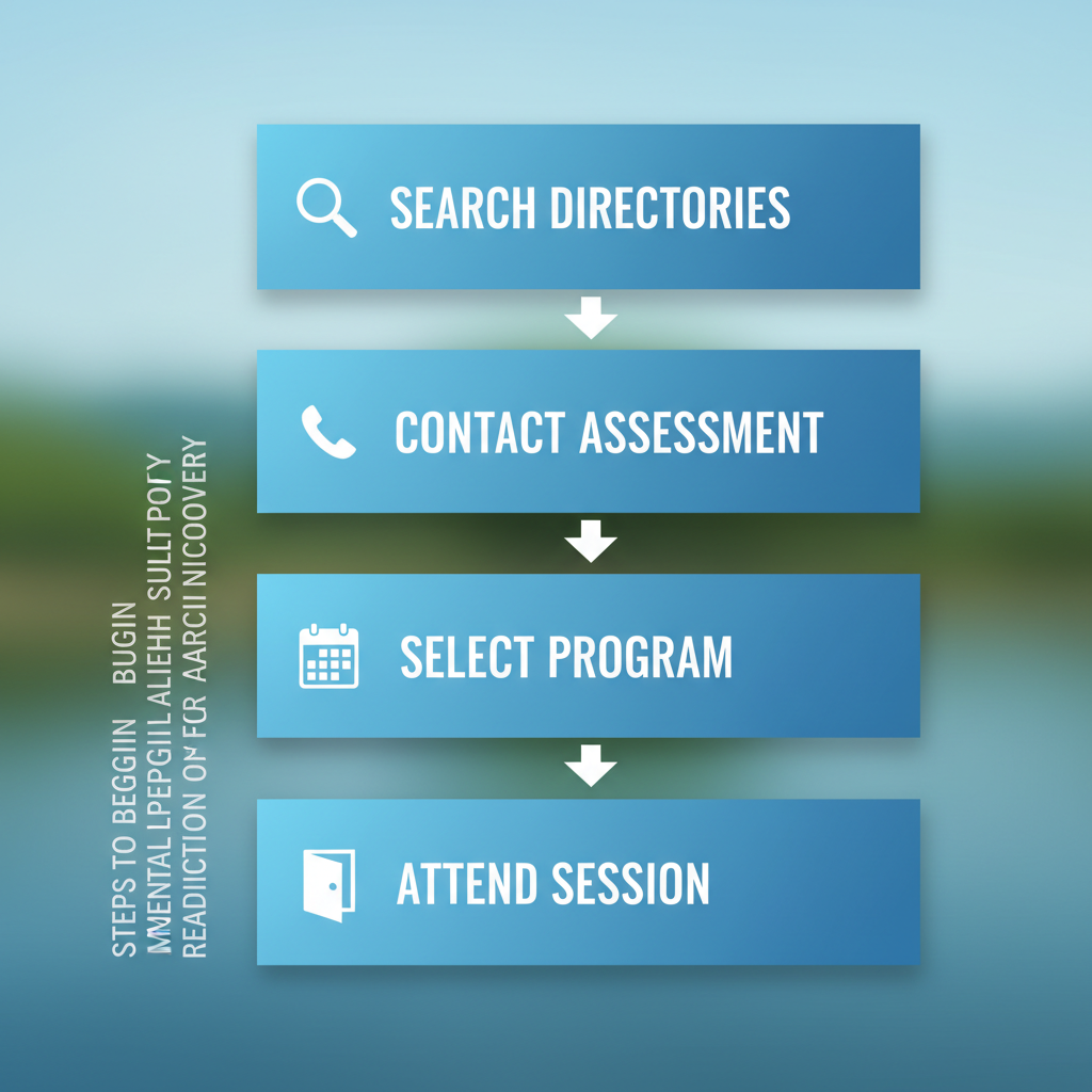 Vertical process flow diagram illustrating four steps to start mental health support in Lehigh Valley