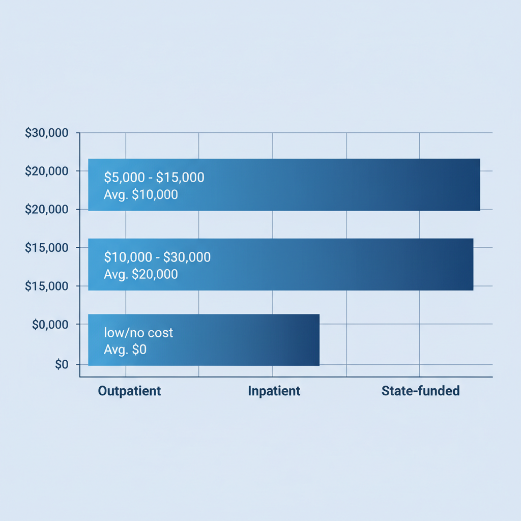 Horizontal bar chart illustrating average costs of long-term drug rehab programs in Pennsylvania, with outpatient, inpatient, and state-funded options.