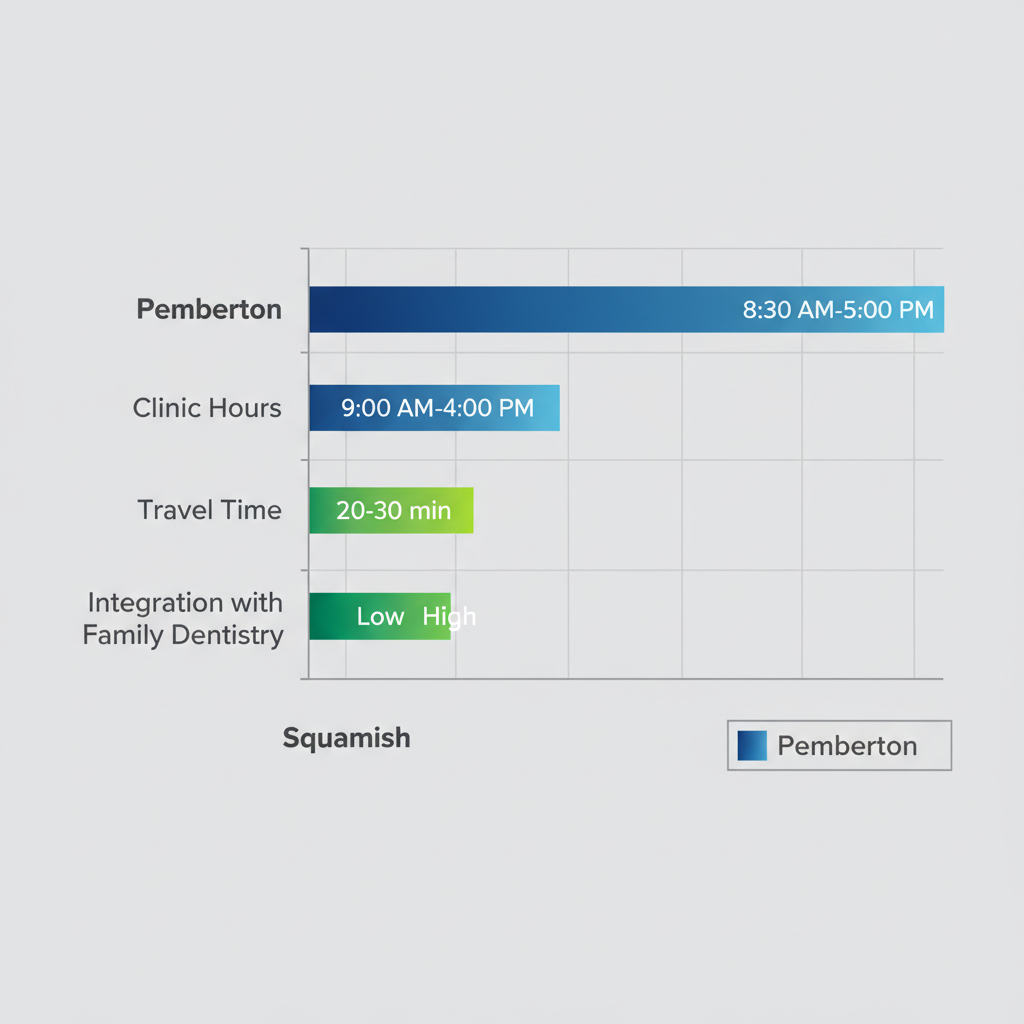 Bar chart comparing teeth whitening service accessibility in Pemberton and Squamish regions