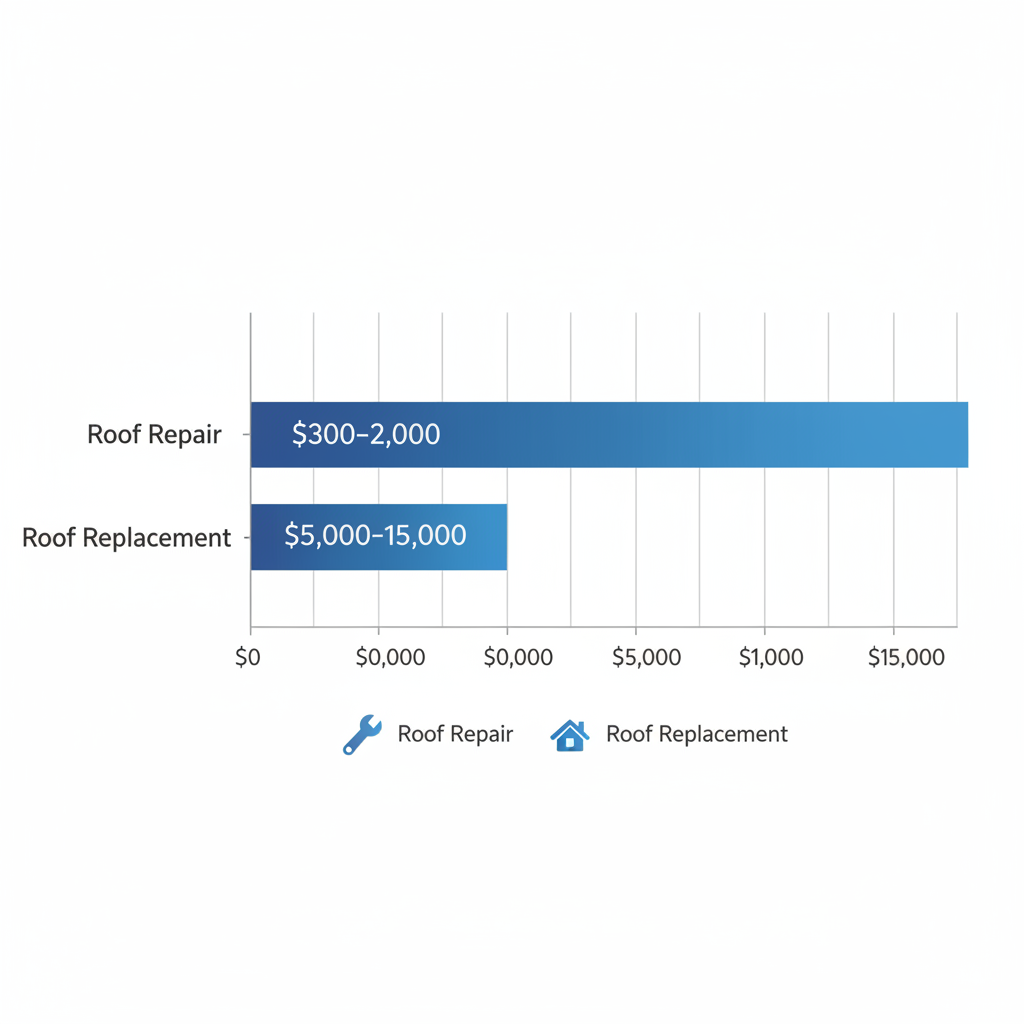 Horizontal bar chart illustrating average cost ranges for roof repair and replacement services in Raleigh, North Carolina