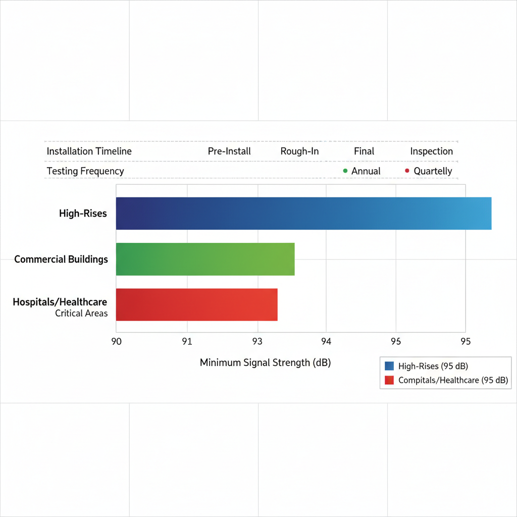 Horizontal bar chart of BDA signal strength requirements for various Florida building types
