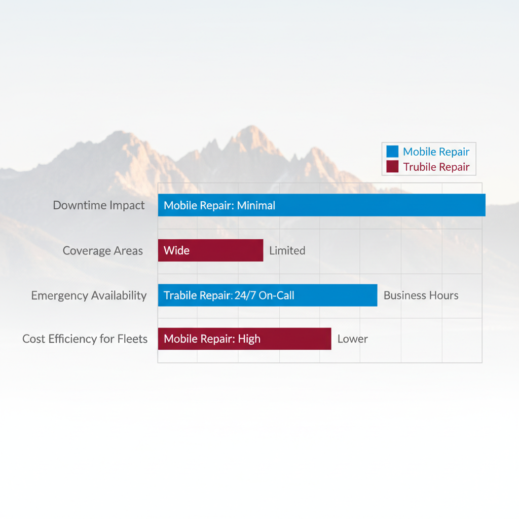Horizontal bar chart comparing mobile and traditional truck repair options in Utah, emphasizing mobile benefits for fleet maintenance.