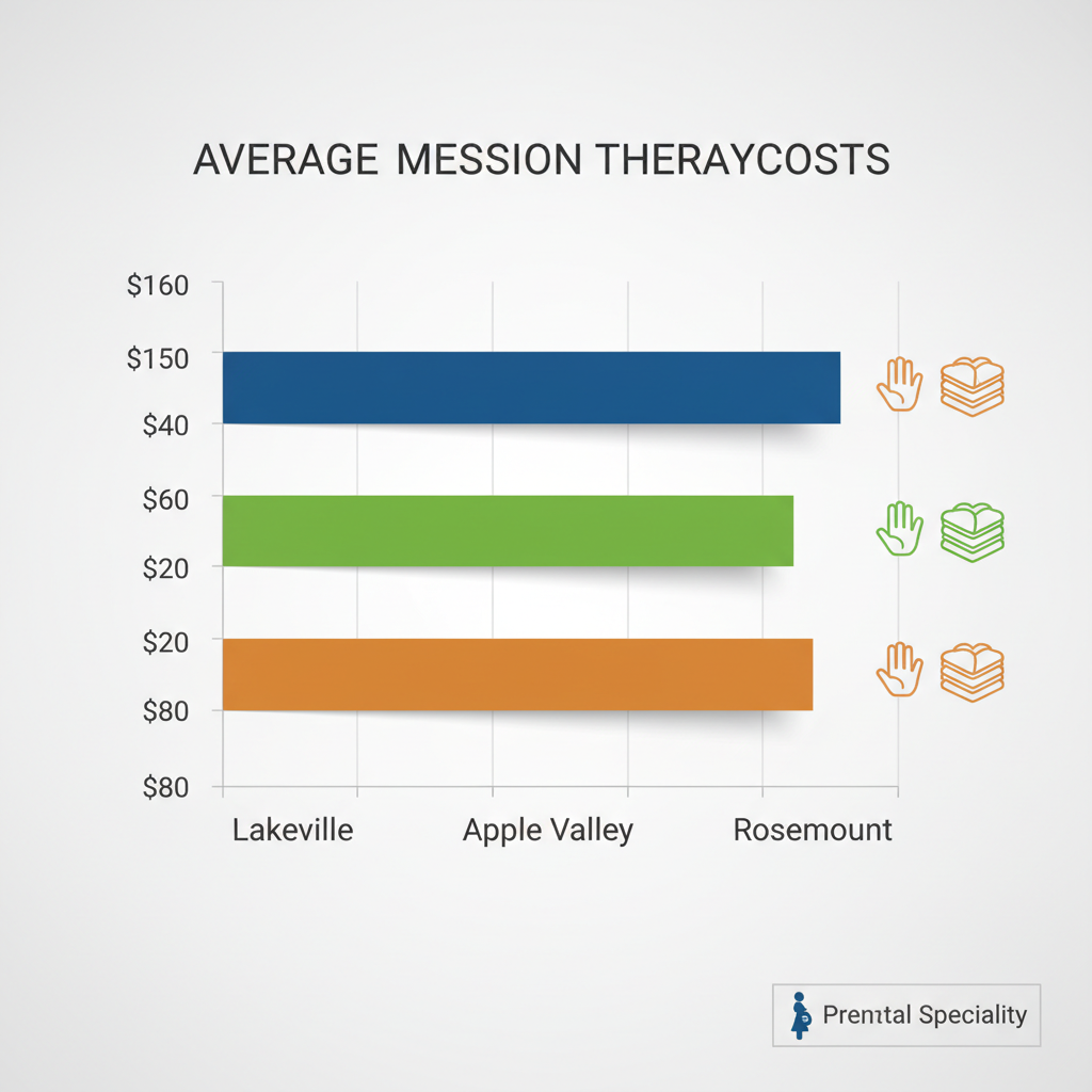 Bar chart comparing average massage therapy session costs in Lakeville, Apple Valley, and Rosemount areas