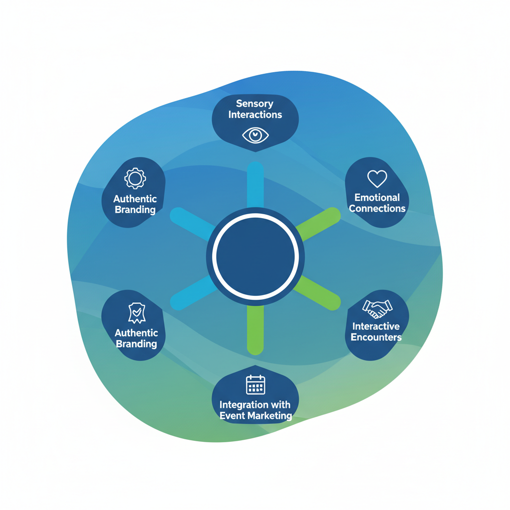 Infographic diagram illustrating five core principles of experiential communication with icons and brief labels