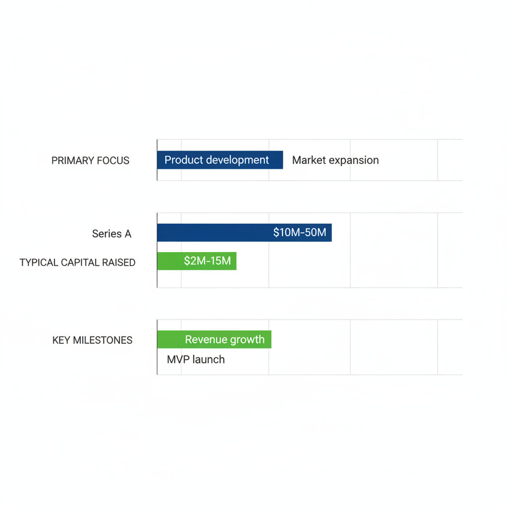 Horizontal bar chart illustrating key differences between Series A and Series B funding stages in startups
