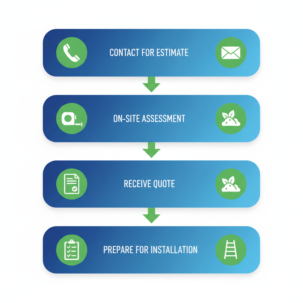 Vertical process flow diagram illustrating four steps to get professional gutters in Eustis