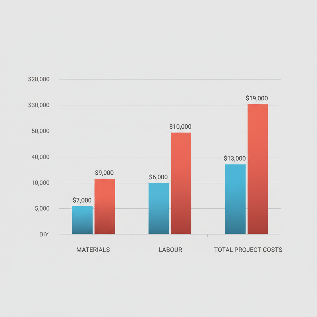 Bar chart illustrating cost differences between professional and DIY roofing options in Vancouver, highlighting savings with experts.