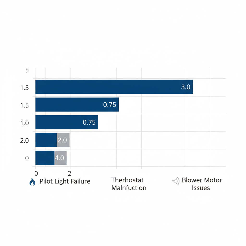 Horizontal bar chart comparing repair times for common furnace issues in Minneapolis versus surrounding areas