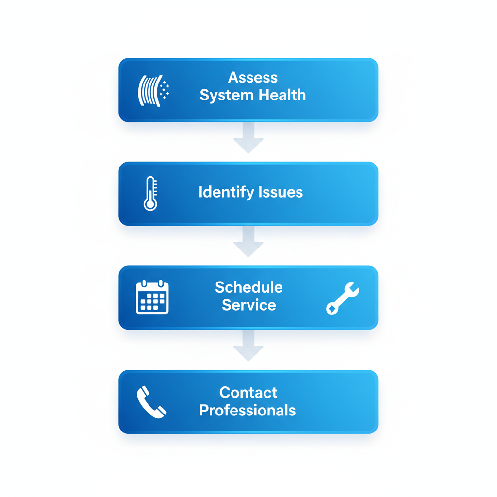 Vertical process flow diagram illustrating five steps to initiate HVAC care services