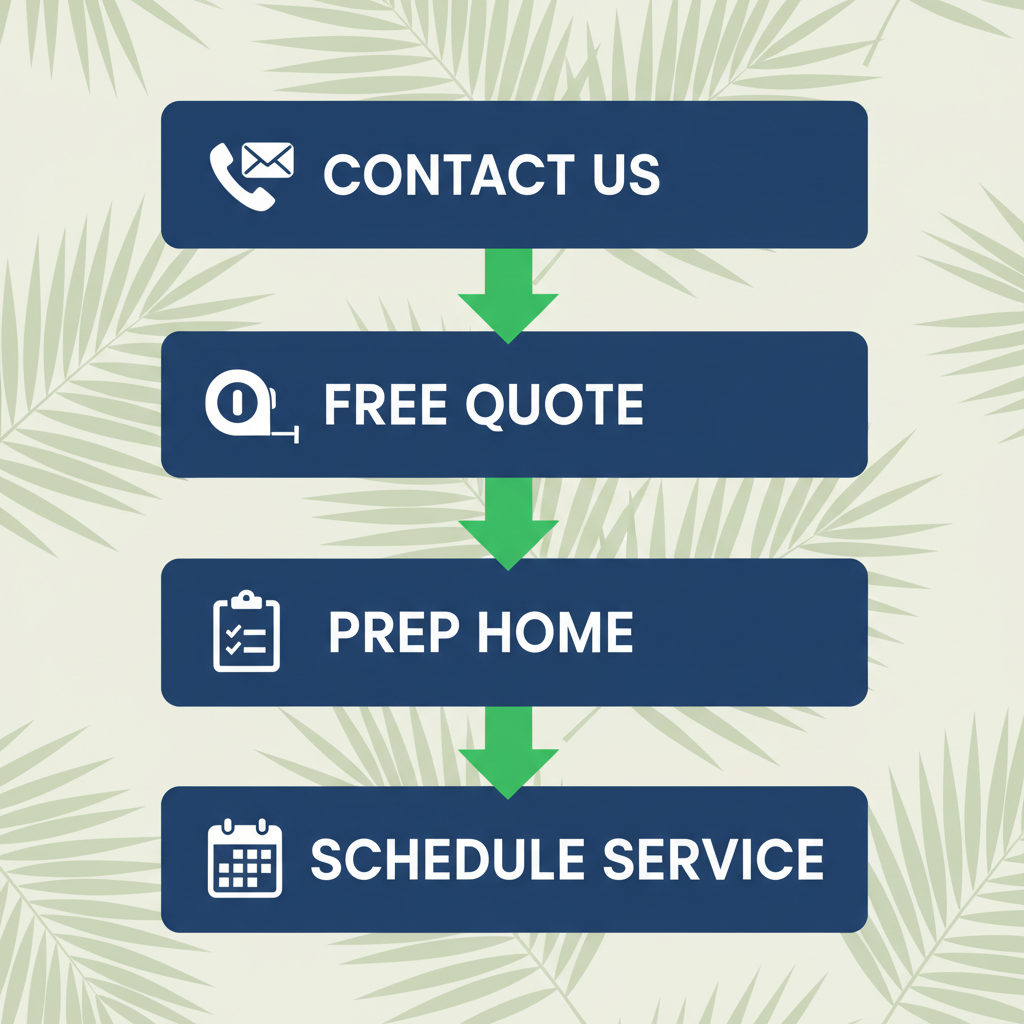 Vertical process flow diagram illustrating four key steps to begin a gutter project in Gainesville