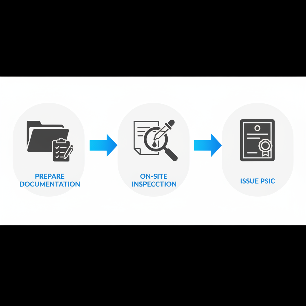 Horizontal process flow diagram illustrating three key stages of pre-shipment inspection for paper scrap exports from the UK