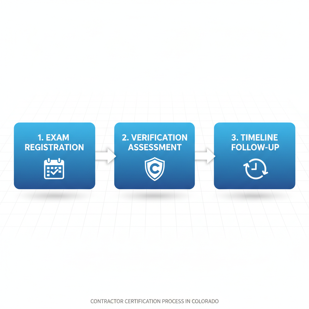 Horizontal process flow diagram of contractor certification steps in Colorado