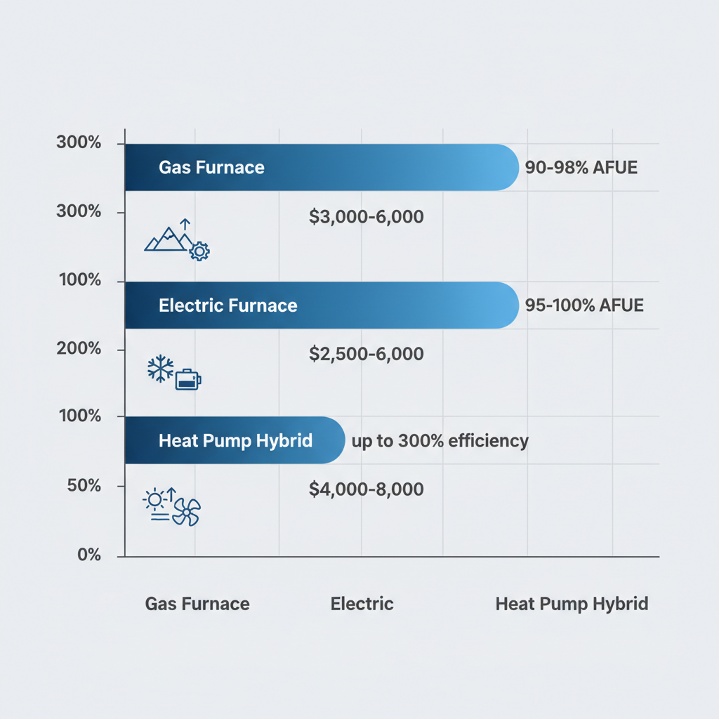 Horizontal bar chart illustrating furnace efficiency and cost comparisons for high-altitude Colorado Springs residences.
