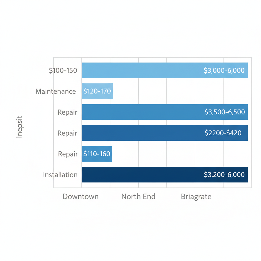 Horizontal bar chart comparing AC service cost ranges by neighborhood in Colorado Springs