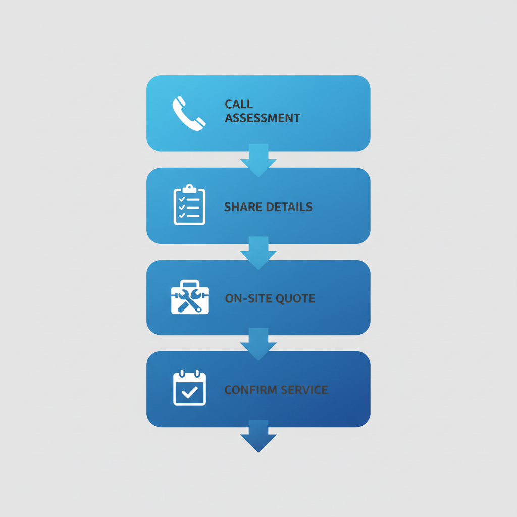 Vertical process flow diagram illustrating four steps to schedule furnace services