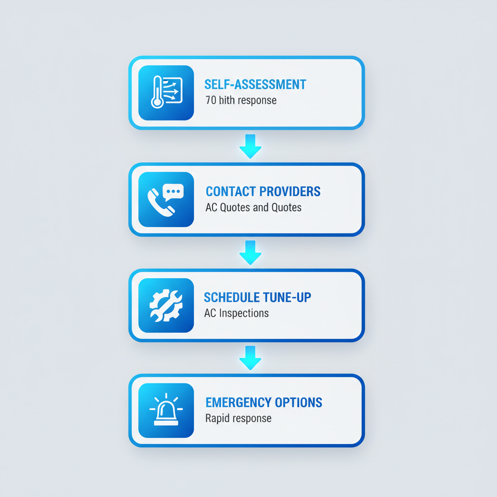 Vertical process flow diagram showing four steps to start AC service in Aurora with icons and labels