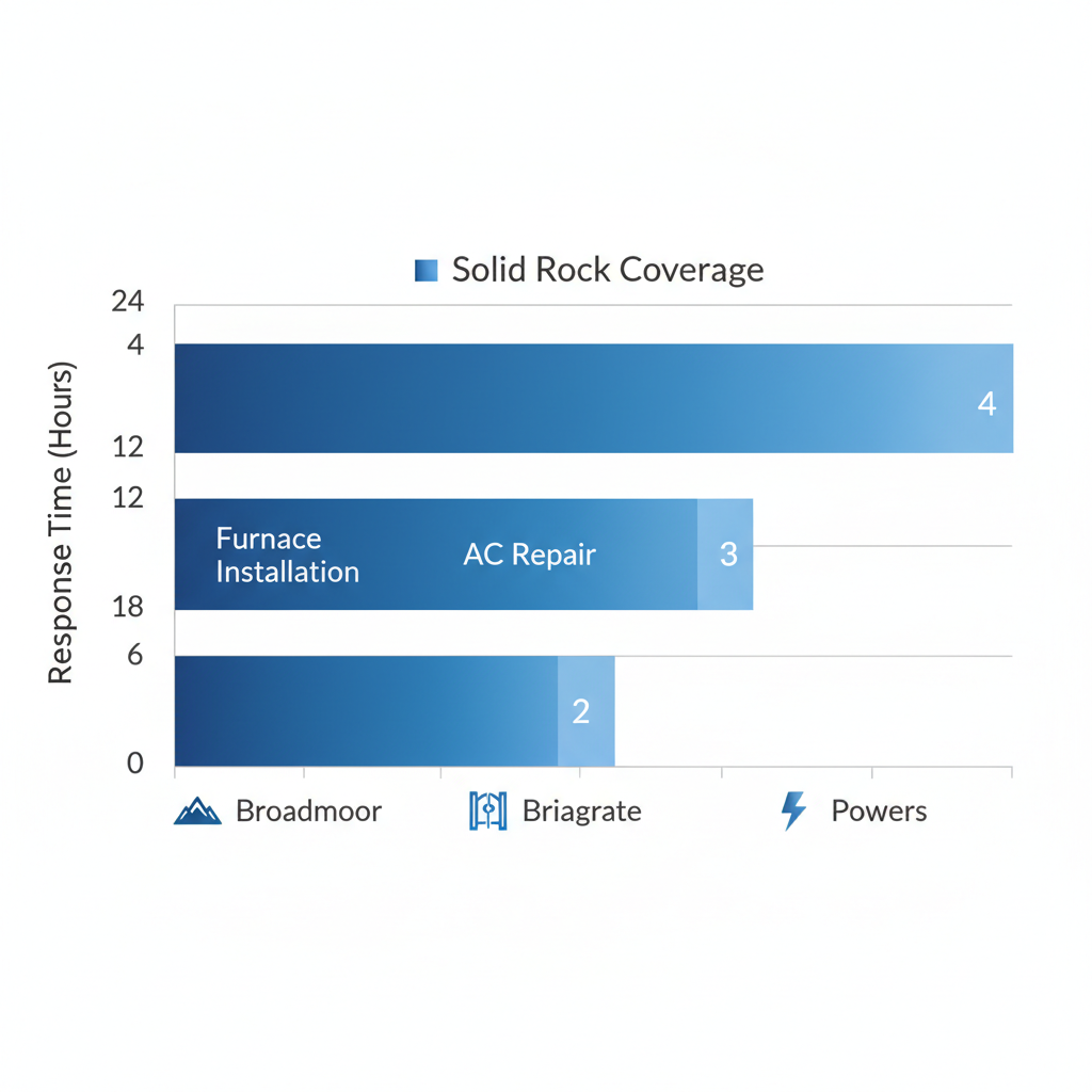 Bar chart comparing HVAC response times across Colorado Springs neighborhoods for Solid Rock services