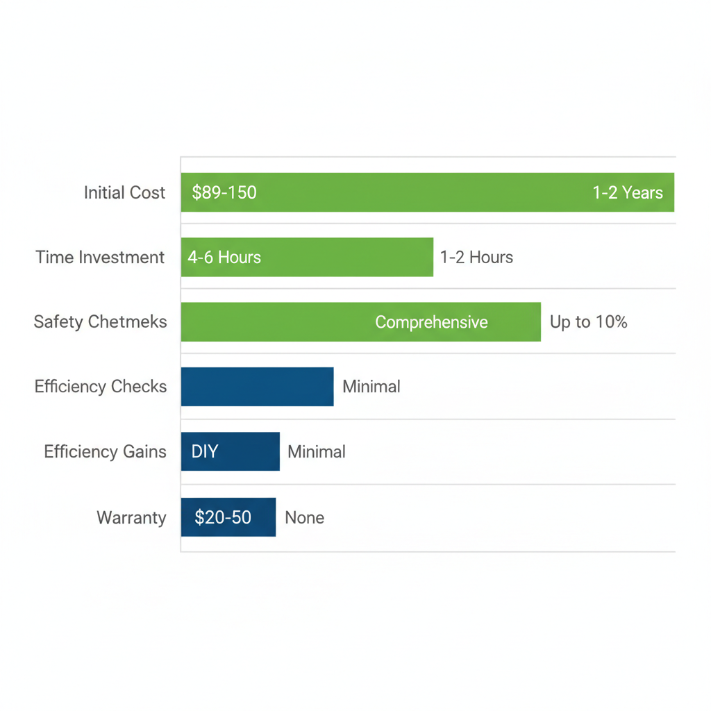 Horizontal bar chart comparing DIY and professional furnace tune-up costs and benefits in Colorado Springs
