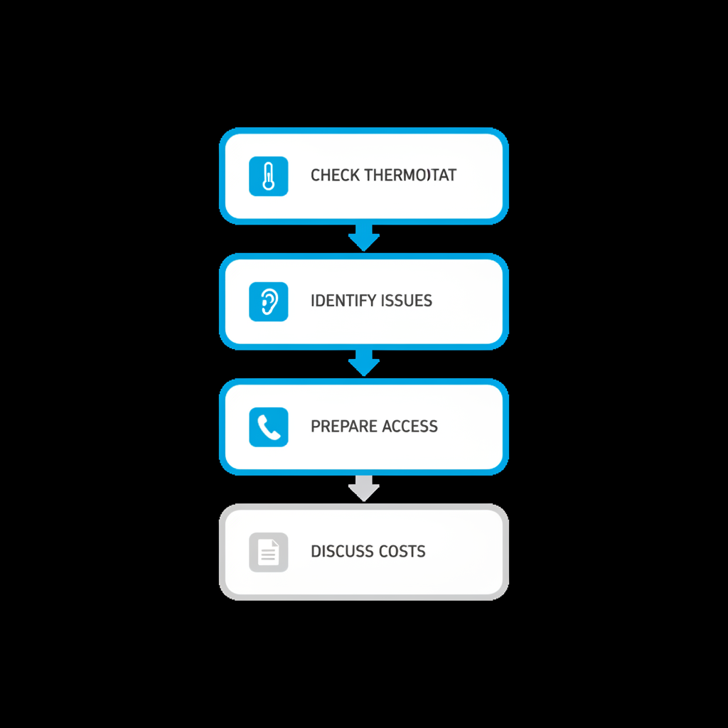Vertical diagram illustrating five steps for initiating emergency furnace repair service