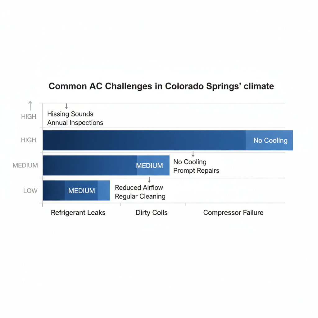 Horizontal bar chart showing common AC problems and their impacts in Colorado Springs climate