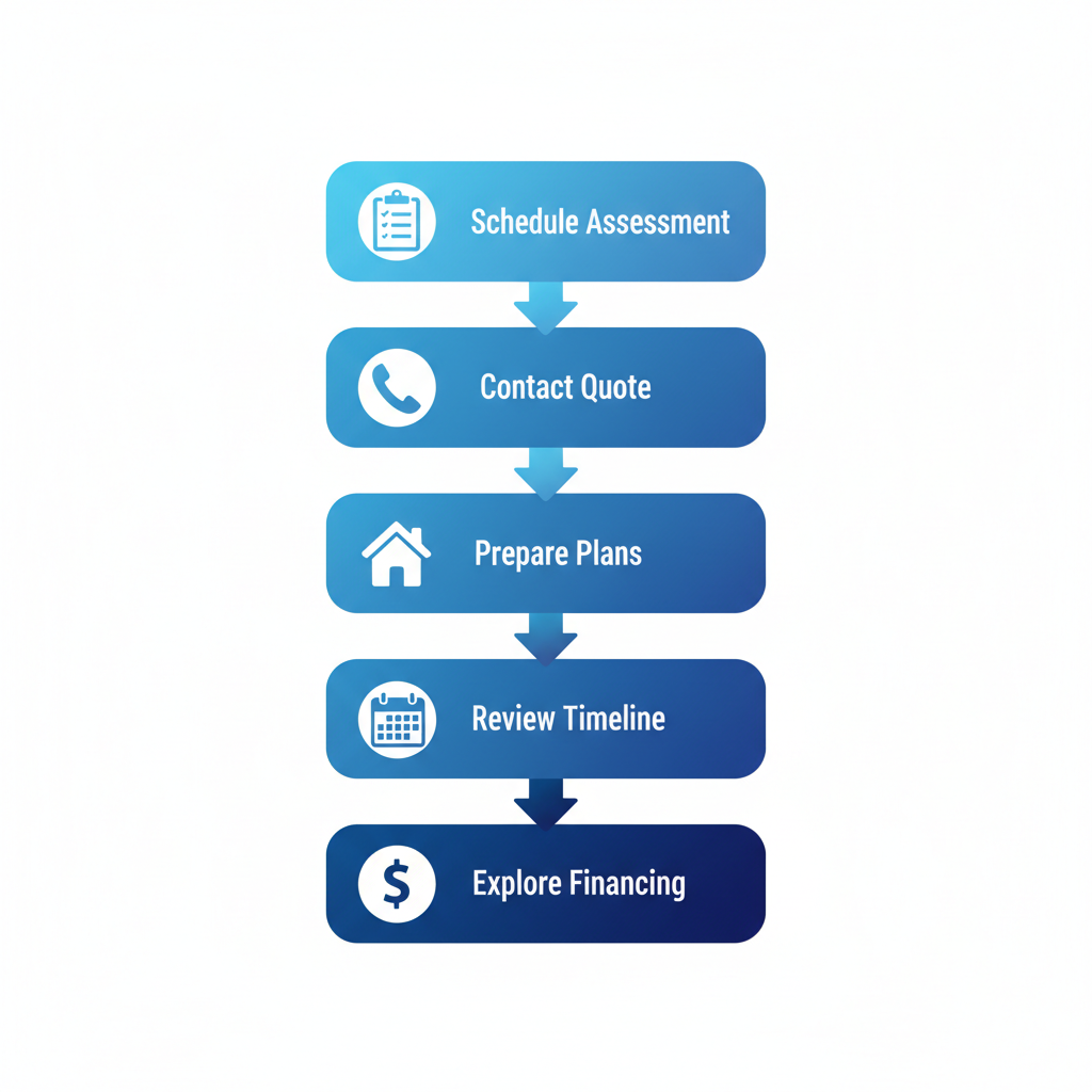 Vertical process flow diagram illustrating the steps to get started with AC installation in Colorado Springs