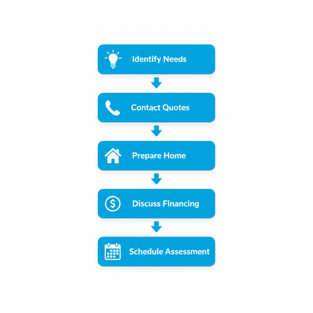 Process flow diagram illustrating five steps to start AC service