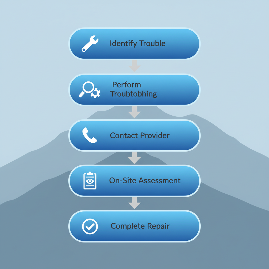 Vertical process flow diagram outlining steps to schedule AC repair service in Colorado Springs
