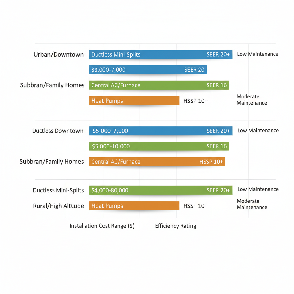 Horizontal bar chart comparing HVAC system efficiency and costs across Colorado Springs neighborhoods