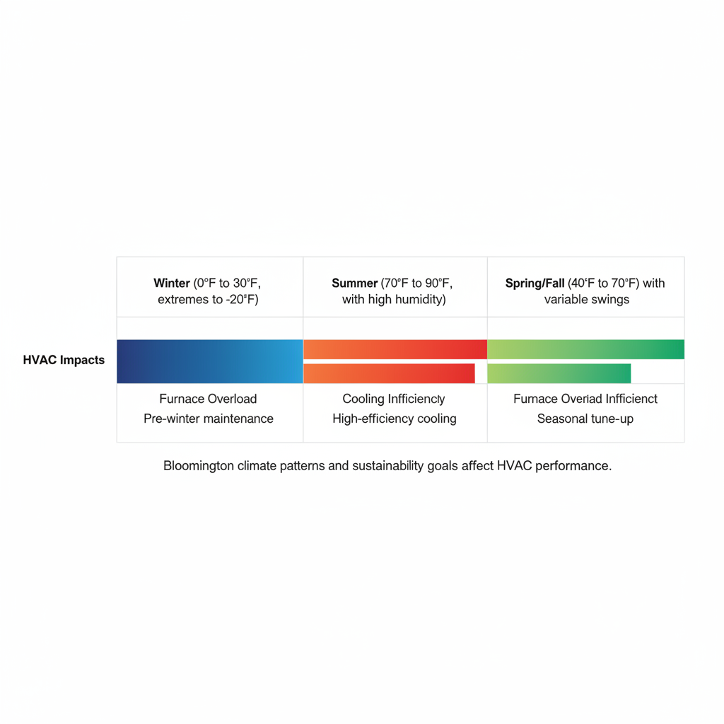 Horizontal bar chart illustrating seasonal climate impacts on HVAC systems in Bloomington, Minnesota
