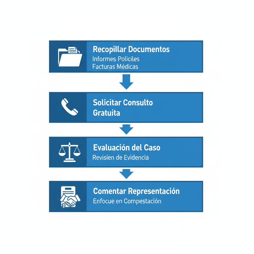 Diagrama de flujo de pasos para comenzar representación legal
