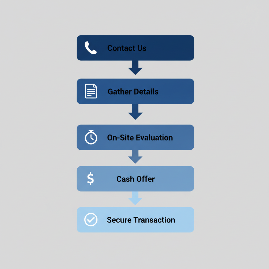 Vertical process flow diagram showing steps to sell a Rolex watch in NYC: contact, gather details, evaluation, offer, and transaction.